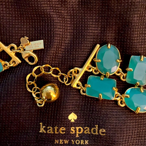 Beautiful Kate spade necklace bluish turquoise in color with storage bag - Picture 4 of 4